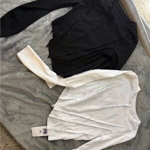 Black and White Long Sleeve Tops